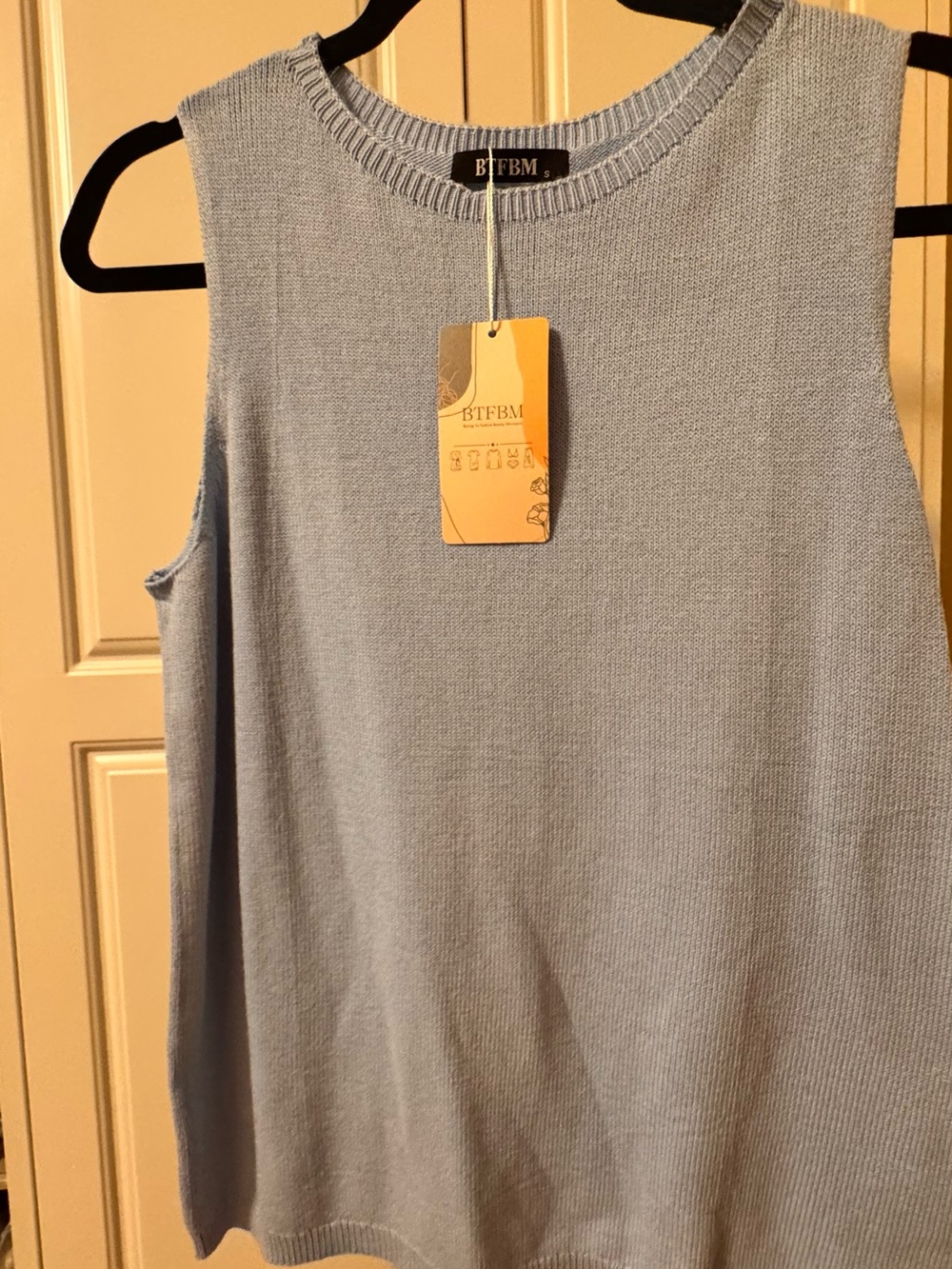 Women's Light Blue Sleeveless Knit Top